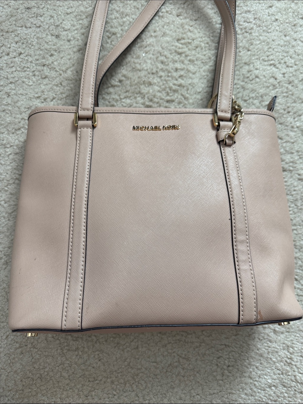 Michael Kors Pale Blush Leather Double-Handle Tote - Picture 2 of 14